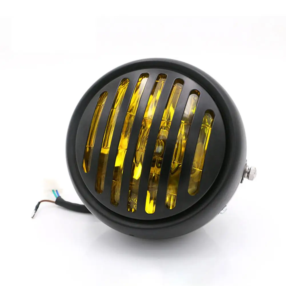 

DC 12V Motorcycle Grill Headlight Metal Retro Halogen Headlight Front Light Fits For CG125 GN125 Motorbike Working Headlights