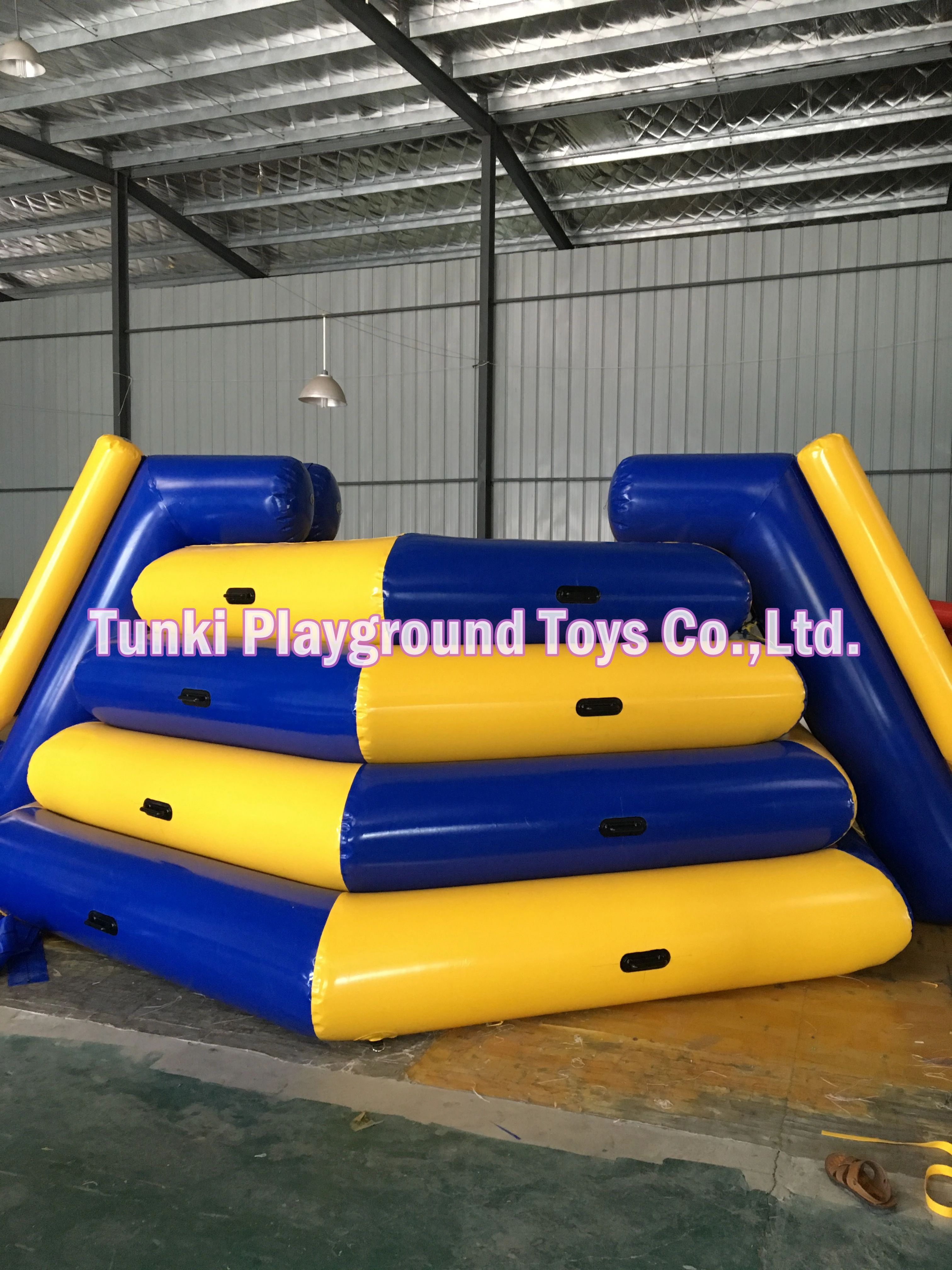 water trampoline with slide