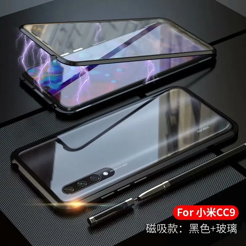 SMWCW Black Капа fundas алюминиевый бампер передний+ задний стеклянный чехол Роскошный чехол для телефона Xiaomi Mi CC9 Бампер Защитный чехол для телефона - Цвет: SMWCW Black