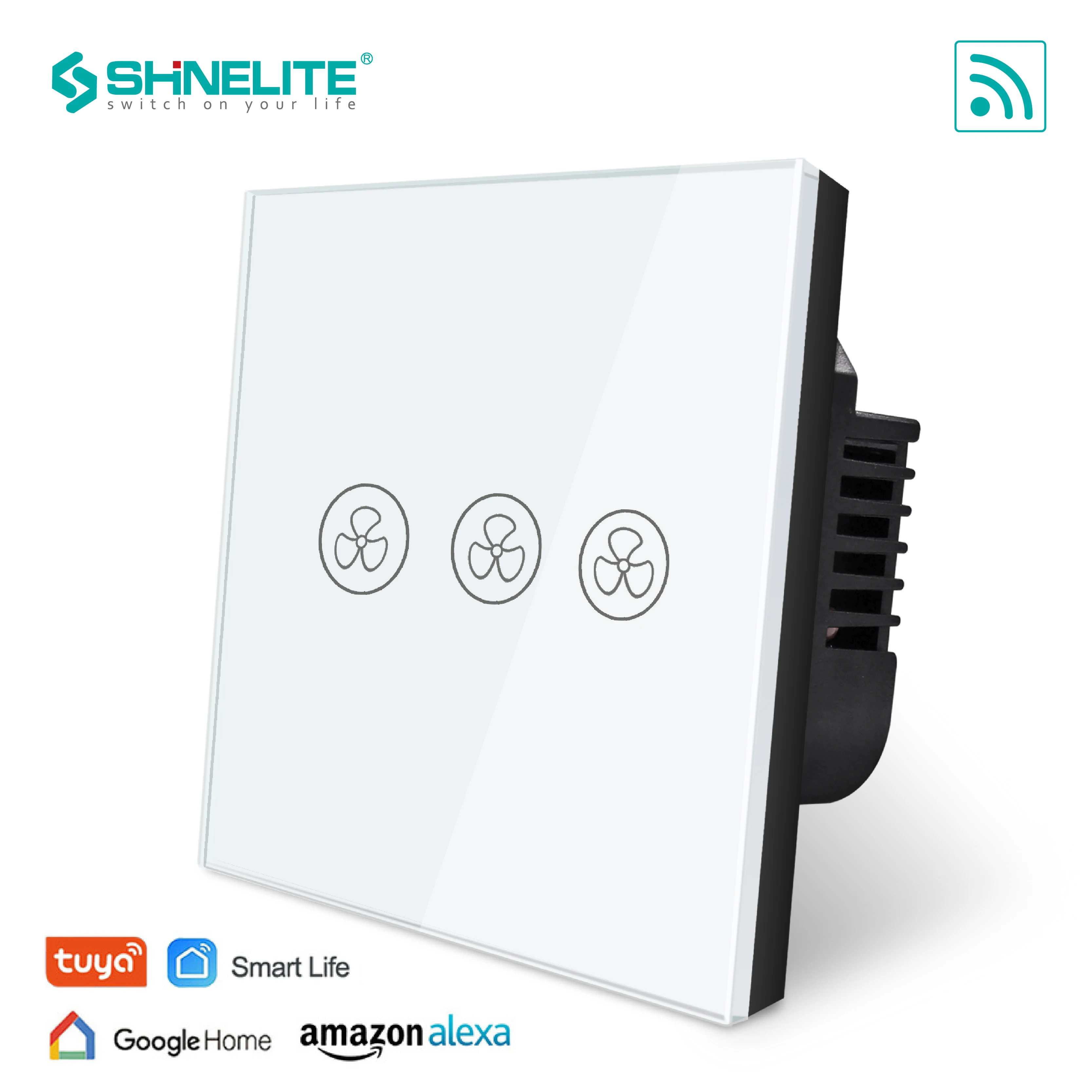 

SHINELITE EU Standard wifi fan speed Touch Switch, Touch WiFi APP Control, google home control , Alexa,Tuya APP Smart Life