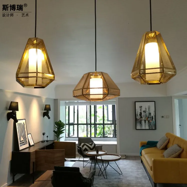 

Metal Arts A Chandelier Originality Personality Geometry Western Restaurant Bar Counter Toggery Glass Lamps And Lanterns