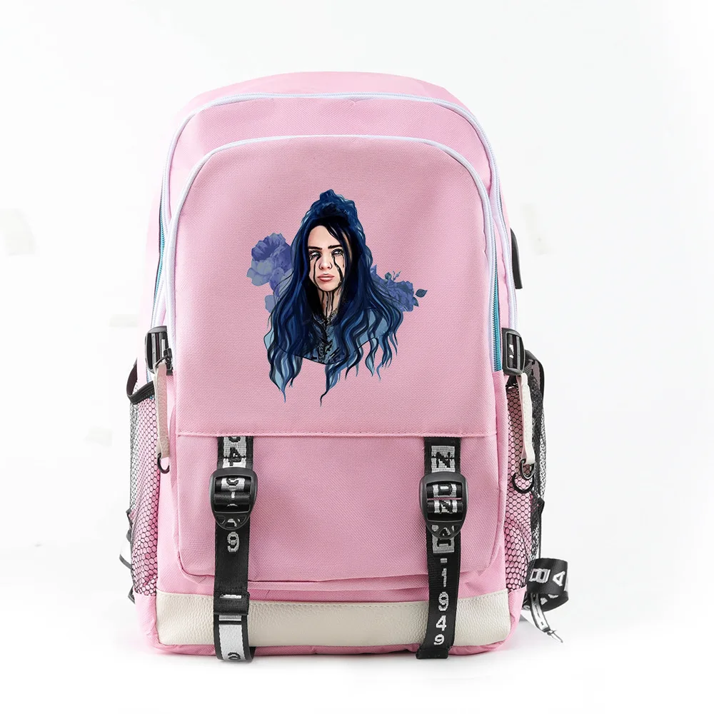 billie eilish школьный ранец на молнии с зарядкой через USB рюкзак в стиле хип-хоп, рюкзак для путешествий,, рюкзак для ноутбука, посылка, рюкзак mochila - Цвет: 12