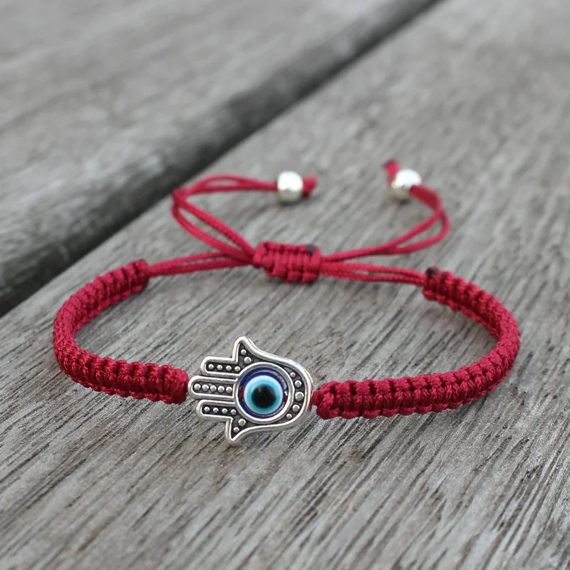 Bracelet Jewelry Handmade Adjustable Braided Rope Lucky Fatima Hamsa Hand Evil Eye Charm For Women Men Couple