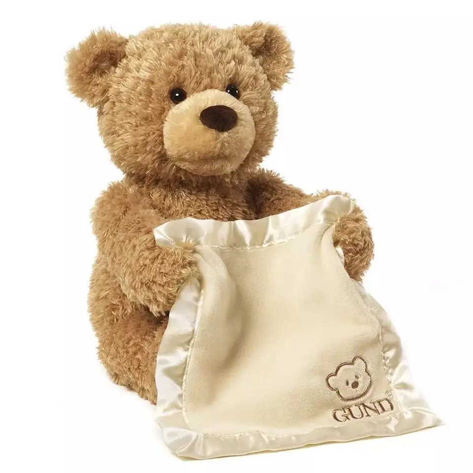 

4 languages Children's Gifts Peep Teddy Bear Electric Facial Turning Shy Bear Plush Toy Talking Movable Bear Electric Plush Toy