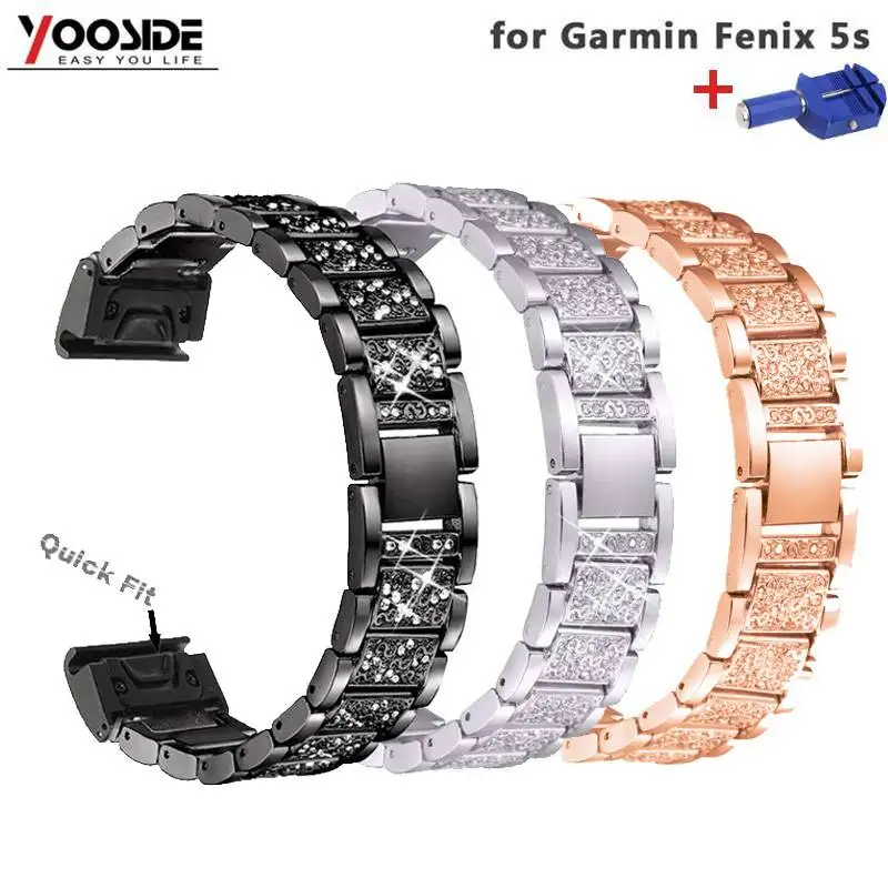 YOOSIDE Fenix 6S Quick Fit Женский браслет 20 мм Кристалл Bling часы из металлического сплава ремешок для Garmin Fenix 5s/5s Plus