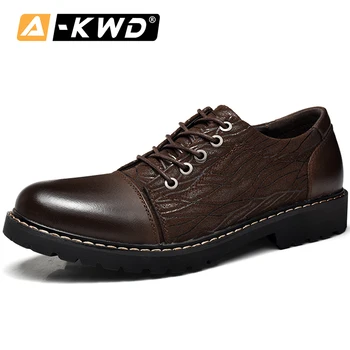 

2019 Fashion Black Brown Men Casual Leather Shoes Low Help Tooling Shoes Men Genuine Leather Sneakers Chaussures Hommes En Cuir