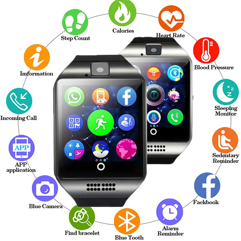 Bluetooth смарт часы для мужчин и женщин с камерой Whatsapp Twitter Синхронизация SMS Smartwatch