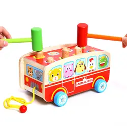 Детская деревянная многофункциональный игровой тележка перетащите шины + игра земли rat, перетащите Уокер автобус автомобиль игрушки