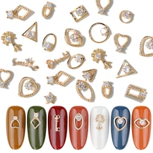 2 шт Золотые 3d Стразы металлический сплав ювелирные изделия дизайн ногтей драгоценные камни мода блестящий циркон кулоны для ногтей