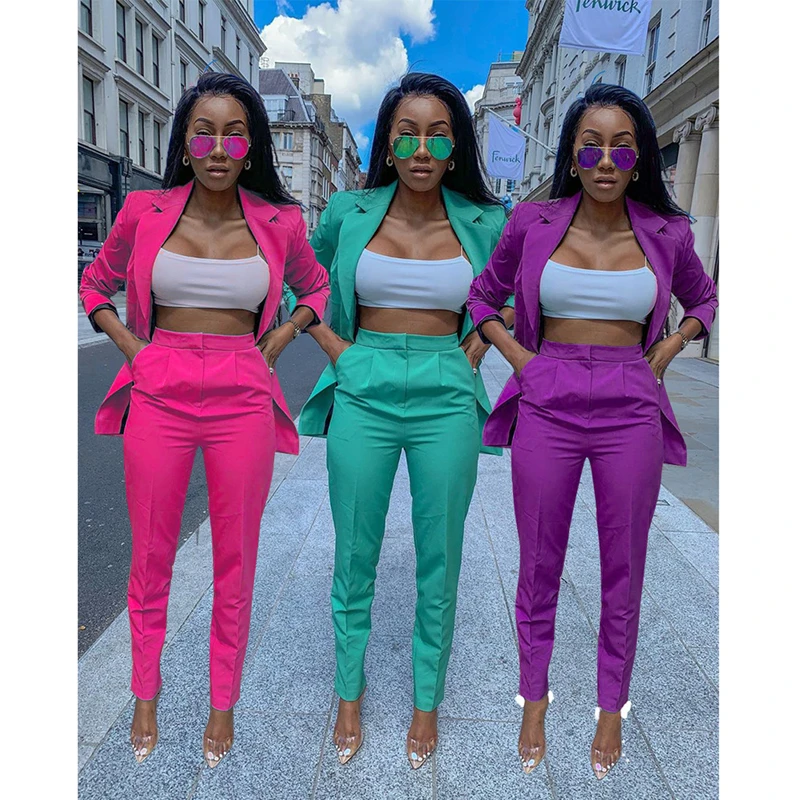 Осенне-зимний женский комплект спортивный костюм длинный рукав блейзеры