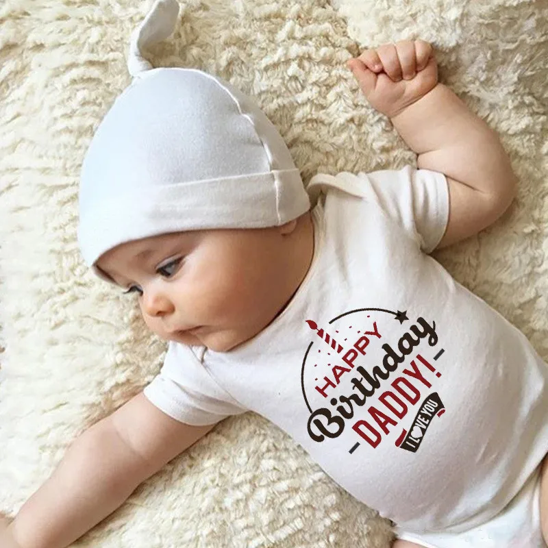 

Newborn Baby Boys Girls Clothes Bodysuit Short Sleeve HAPPY BIRTHDAY DADDY Romper Jumpsuit Playsuit Infant Baby Outfits Daddy