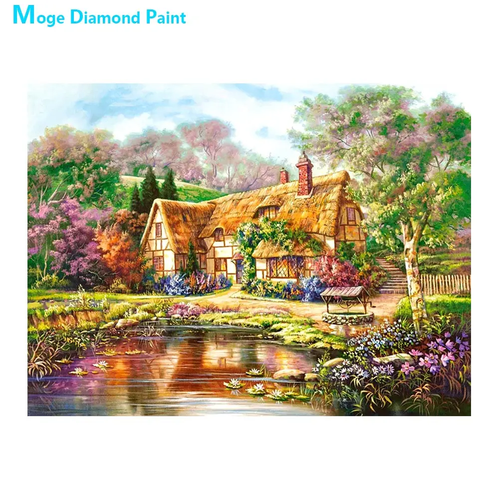 

House Pastoral Rural Diamond Painting Scenic Round Full Drill 5D Nouveaute DIY Mosaic Embroidery Cross Stitch home decor gifts