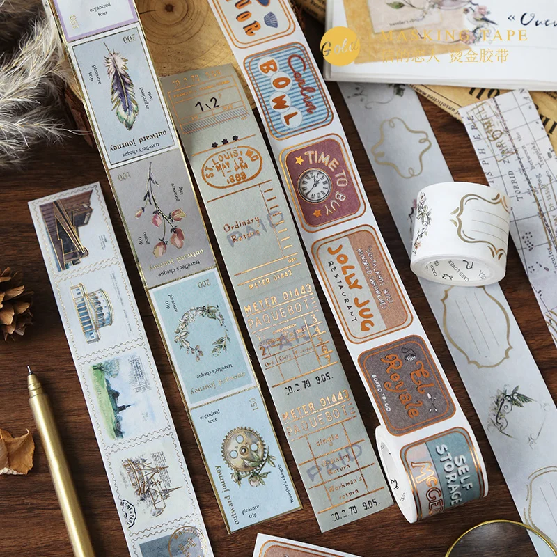 

8 PCS/LOT retro Travel series gilding release paper decorative tape masking tape washi tape