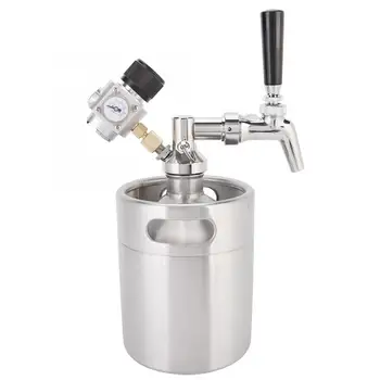 

2L Stainless Steel Homebrew Mini Keg Kit Beer Tap+Spear+Keg+Pressure Gauge Beer Keg System