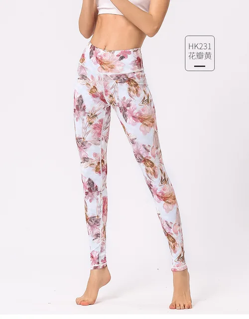 Women High Waisted Yoga Pants Sports Fitness Gym Leggings Printing Tights Running Athletic Female Stretchy Skinny Scrunch Butt HK231