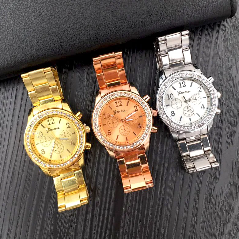 Новые часы женские классические Geneva роскошные женские часы женские s полностью стальные хрустальные металлические наручные часы Relogio Feminino Reloj Mujer