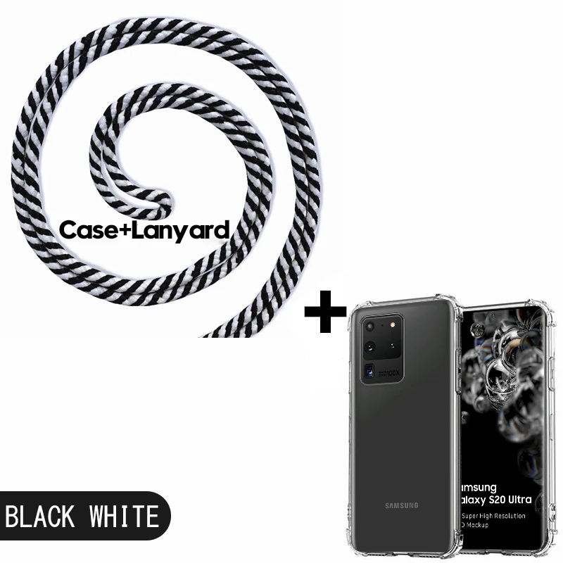 Transparent Soft Silicone Phone Case with Neck Strap Lanyard