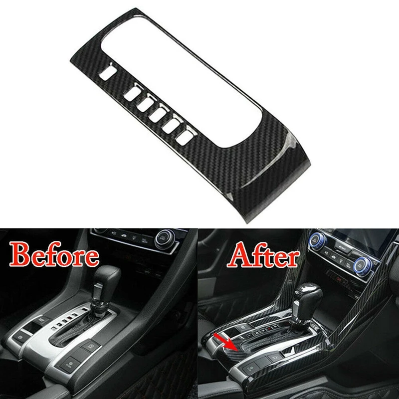 Carbon Fiber Gear Shift Box Panel Cover Trim for Honda Civic 10Th 2016-2018 Car becoration | Автомобили и мотоциклы