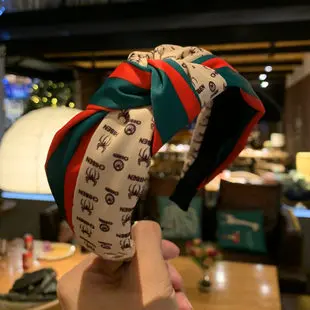 Korean-style New Style Handmade Fabric Retro Leopord Pattern Middle Knot Hair Bands Stripes Versatile Face Wash Hair Fixer Headb
