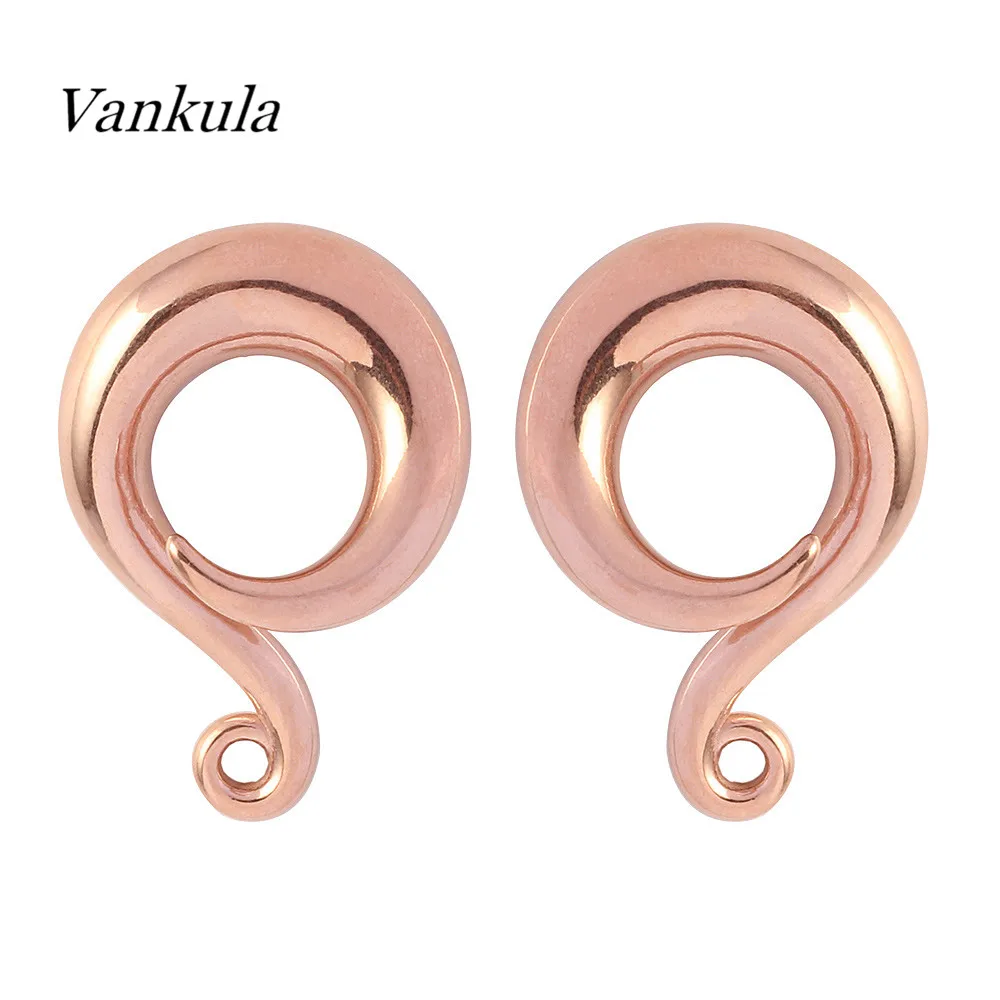 rose gold Ванкула, новые серьги из нержавеющей стали, крючки для ушей, висячие серьги, туннели, ювелирные изделия для тела - Окраска металла: rose gold