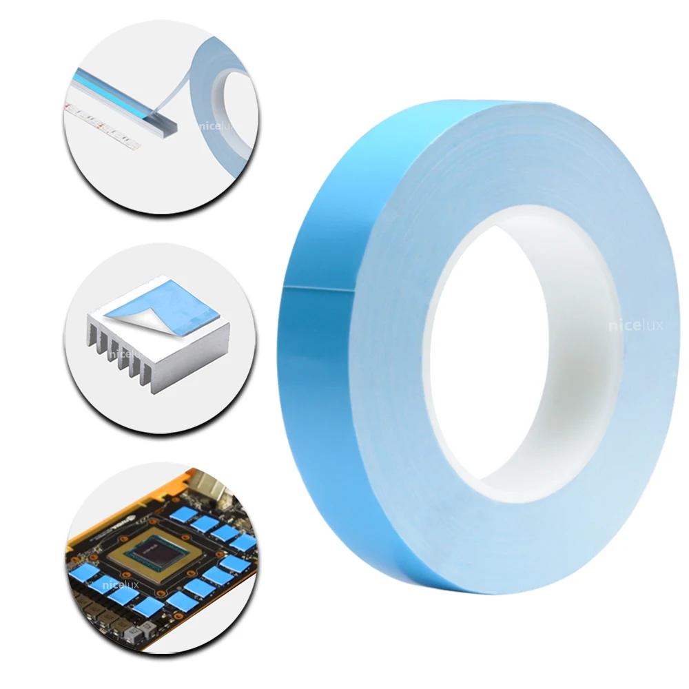 25meter/Roll 8mm 10mm 12mm 20mm Width Transfer Tape Double Side Thermal Conductive Adhesive Tape for Chip PCB LED Strip Heatsink