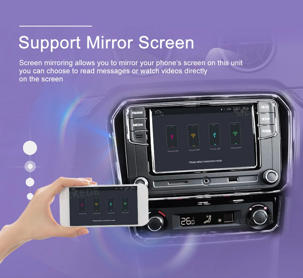 Perfect MEKEDE  Single 1 DIN 8" Android 9.0 Universal Car Radio Stereo Quad Core Head Unit GPS Navigation Support Steering Wheel 35