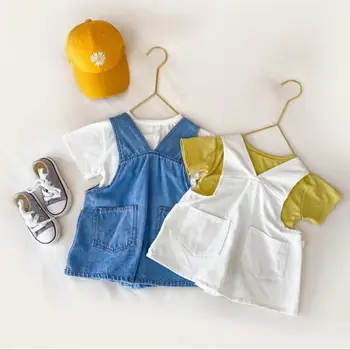 

2020 New Style Girls Boys Denim Overalls Summer Fashion Kids Shorts 1-6 years QH519