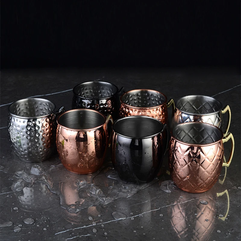 530ML 18 Ounces Unique Moscow Mule Copper Mug Handcrafted 304 Stainless Steel Cup Cocktail Beer Coffee Glass Plated | Дом и сад