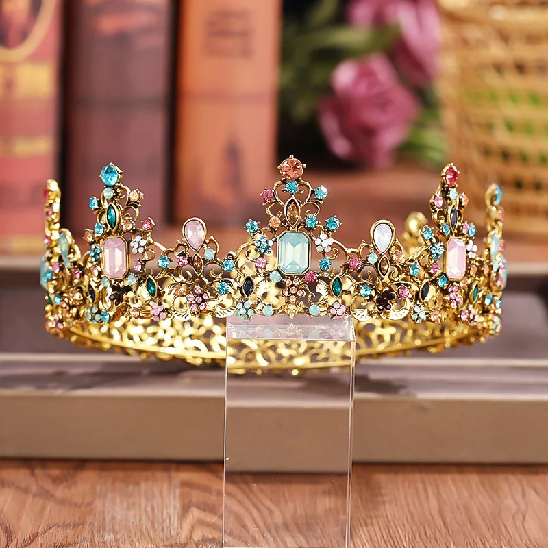 Crystal Rhinestone Round Crown Tiara hair accessory hair headdress bridal headwear Wedding Hair Accessories Bridal Jewelry Queen Party Crown And Tiaras Gift