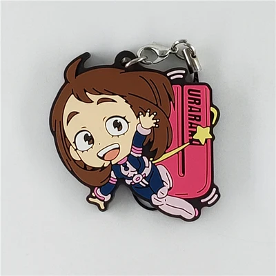 Резиновый брелок для ключей с героями Аниме Boku no Hero Academy Bakugo Eijiro Uraraka Amajiki Eri - Цвет: 04 Uraraka