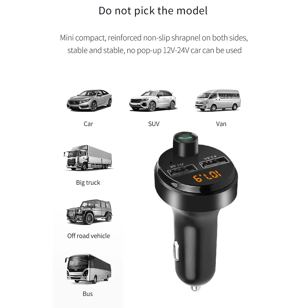 4.6A fm-передатчик модулятор Bluetooth Handsfree автомобильный комплект аудио USB AUX TF карта MP3-плеер адаптер двойной USB телефон зарядное устройство