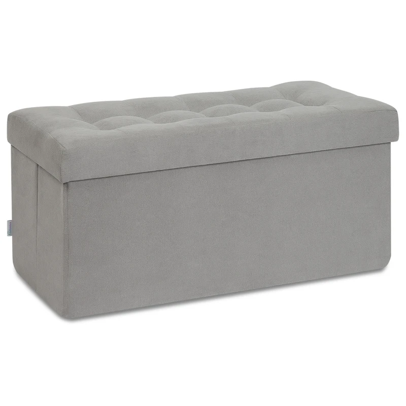 Online Caja de almacenamiento multifunción gris grande plegable Delicatex con tapa organizador cómodo otomano niños reposapiés tela pequeña silla sala de estar muebles Tabouret PUF juguetes de almacenamiento con tapa espacio