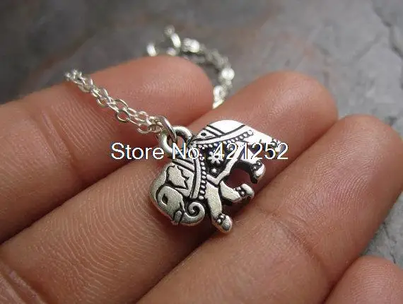 

20pcs Gita, The Painted Elephant charm Necklace in Silver