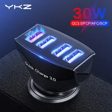 YKZ Auto Ladegerät Quick Charge QC 3,0 Auto-Ladegerät 4 Ports Schnelle Auto telefon Ladegerät Telefon Auto USB Ladegerät für Samsung Xiaomi iPhone(China)