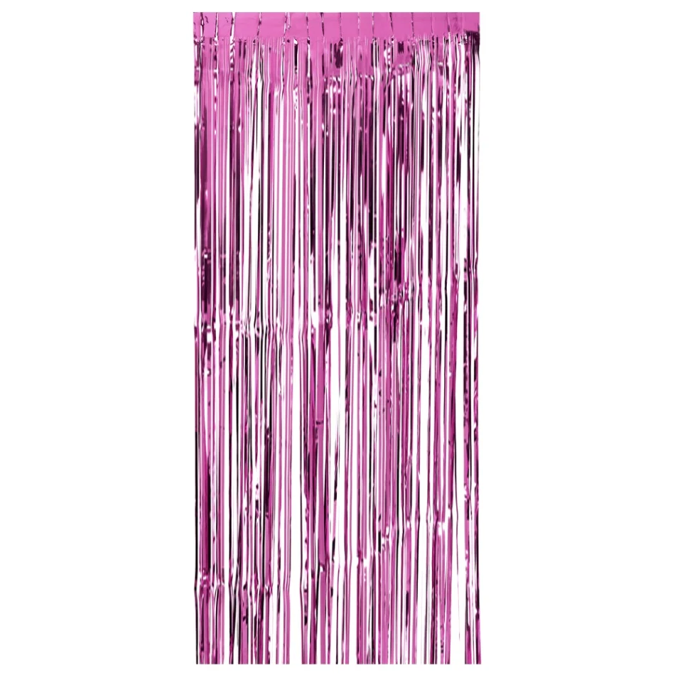 92* 245cm Metallic Foil Fringe Curtain Party Tinsel Shimmer Wedding Backdrop Wall Wedding Birthday Party Decorations Adults - Цвет: Rose Red
