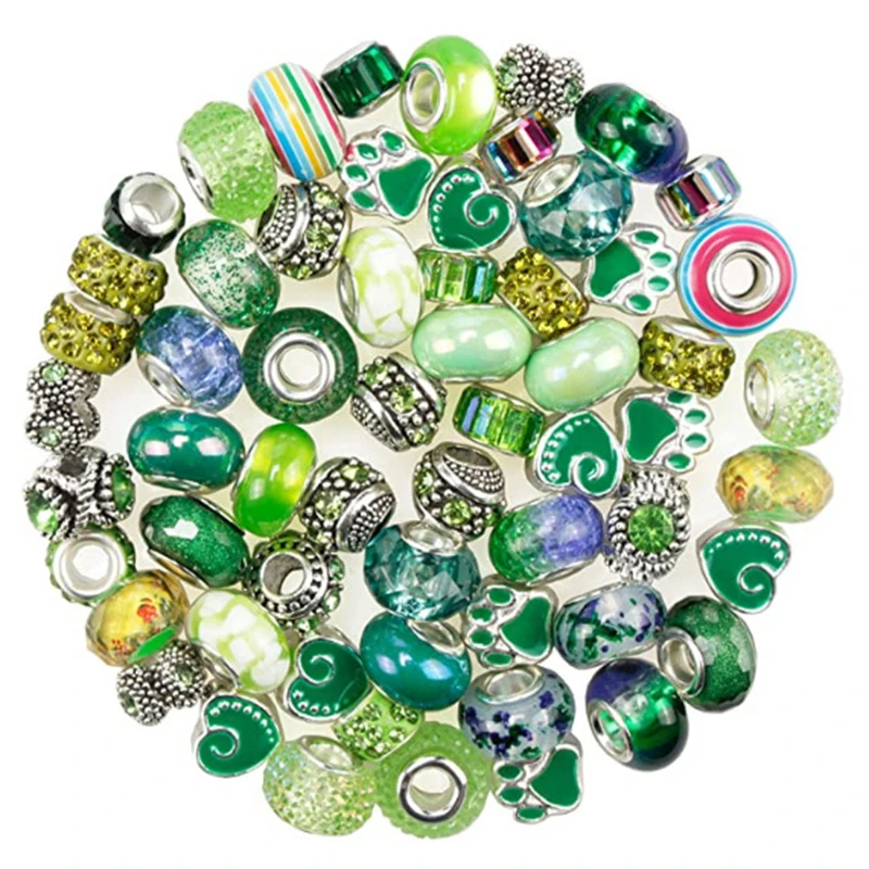 60Pcs Assorted Color 5mm Large Hole European Spacer Beads Women DIY Crafts Jewelry Making Bulk Waist Beads Hair Beads Necklaces