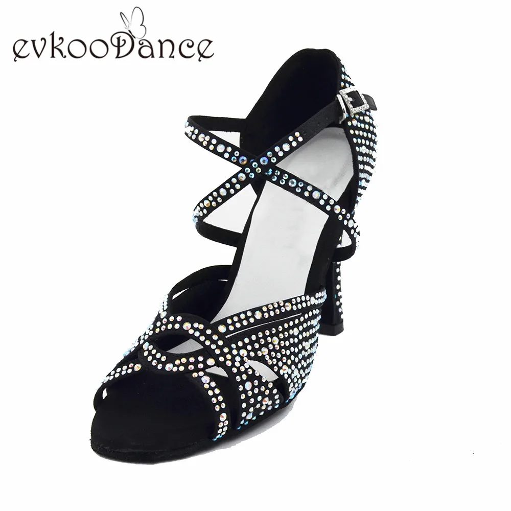 Размеры; большие размеры США 4-12; Zapatos De Baile Latino Mujer; цвет черный, хаки Атлас со стразами танцевальаня обувь на платформах высотой 10 см для Для