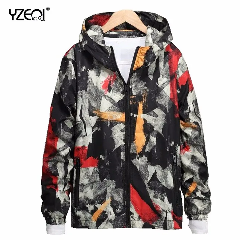 

Yzeqi 2021 New Arrivals Casual Basic Jackets Women Fashion Graffiti Hooded Windbreaker Puls Size 8xl Jacket Female Windbreake