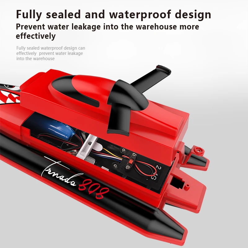 2021New 808 Rc Boat 2.4G Remote Control speedboat Rechargeable Waterproof Cover Design Anti-collision Protection wltoys rc boat