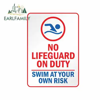 

EARLFAMILY 13cm x 9.3cm for No Lifeguard on Duty - Swim At Your Own Risk Sign DIY Motorcycle Stickers Vinyl Car Wrap Car Decal