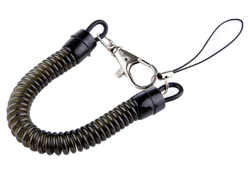 1 шт. черная Выдвижная пружинная катушка спиральная растягивающаяся цепочка для ключей кольцо для ключей пружинная веревка