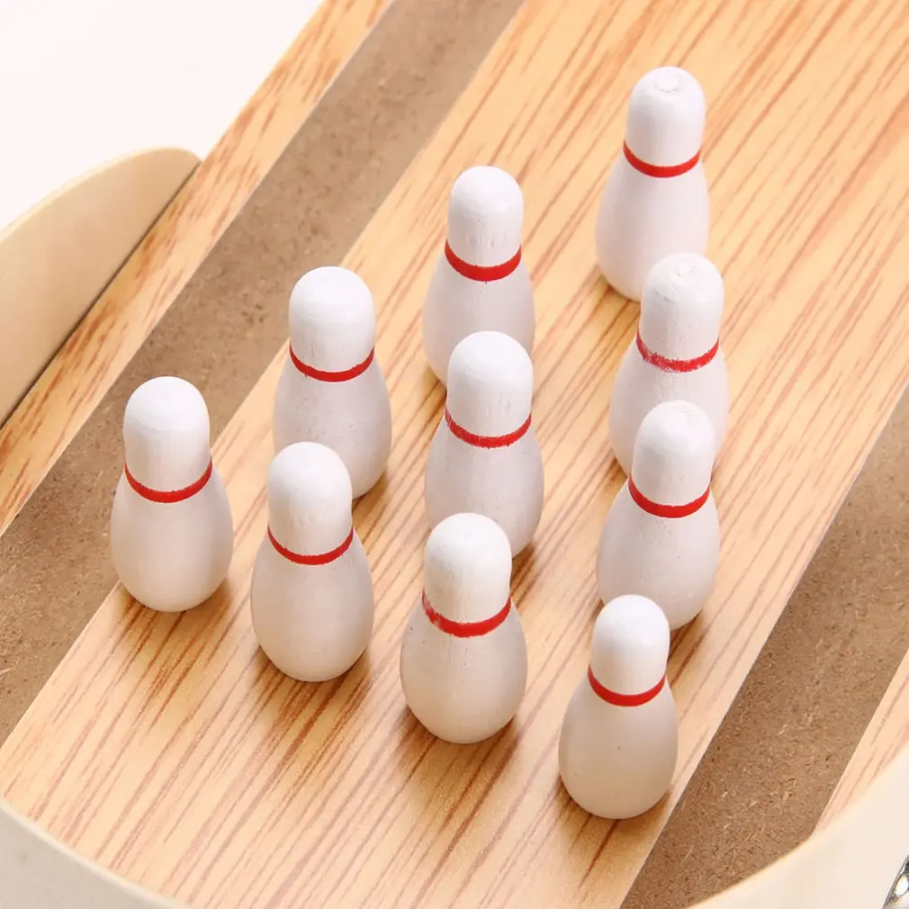  Children'S Educational Wooden Toys Wooden Mini Bowling Parent-Child Interactive Decompression Creat