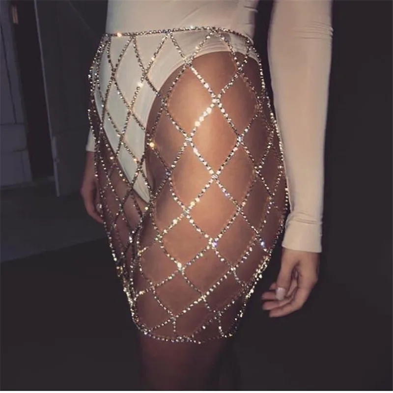 

Gold Silver Crystal Diamonds ClubWear Sexy Short Dress Women Summer Beach Cover Bikini Mini Skirt Glitter Rhinestone Mesh Skirts