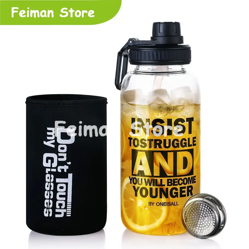 Glass Water Bottle Sport Outdoor Bottles Water Portable Shaker Glass Bottlla 700ml 1000ml for Kids Men Women Bottlas