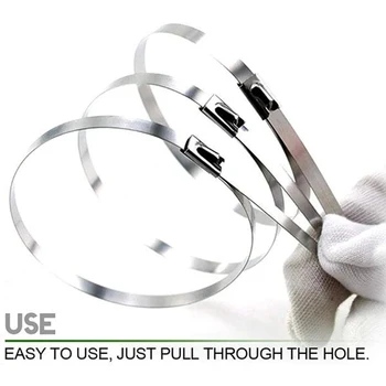 

100PCS Multi-Purpose Locking Cable Metal Zip Ties Stainless Steel Self Locking Zip Tie S55