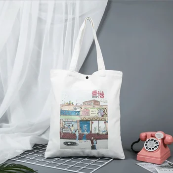 

Folding Shopping Bag Eco-friendly Reusable Portable Shoulder Fashion Chinese style painting customizable logo Advertising slogan
