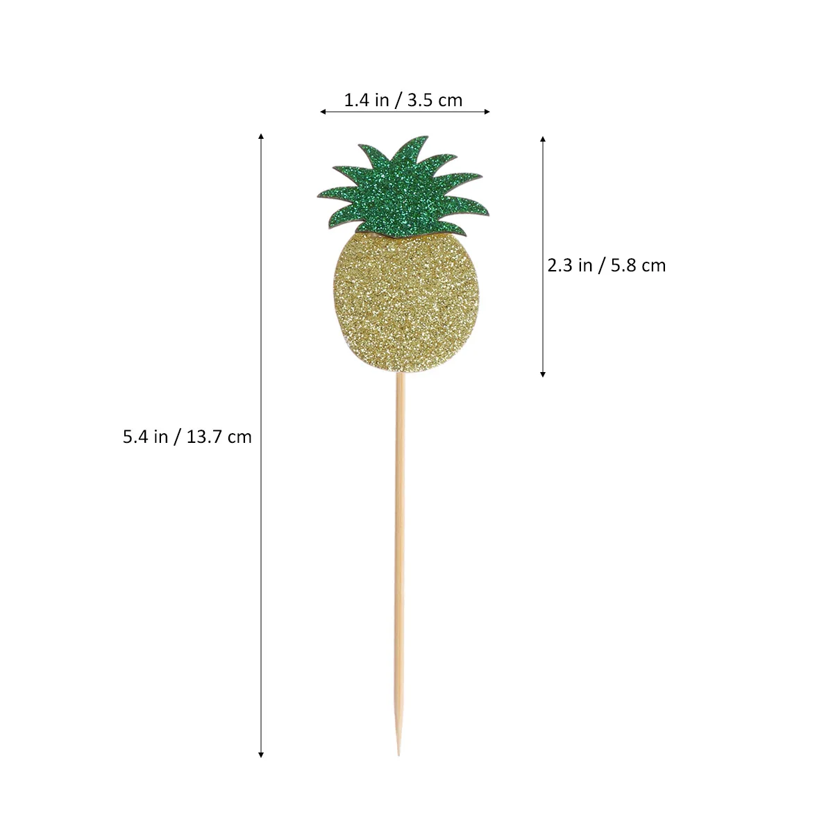 12Pcs Cupcake Toppers Cute Glitter Pineapple Cupcake Picks Cake Decor Supplies For Hawiian Theme Party Wedding Cake Decoration