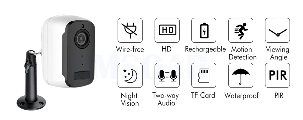 Wifi камера с питанием от аккумулятора 1080P 2.0MP наружная IP камера беспроводная камера наблюдения Домашняя безопасность Водонепроницаемая PIR двухсторонняя аудио