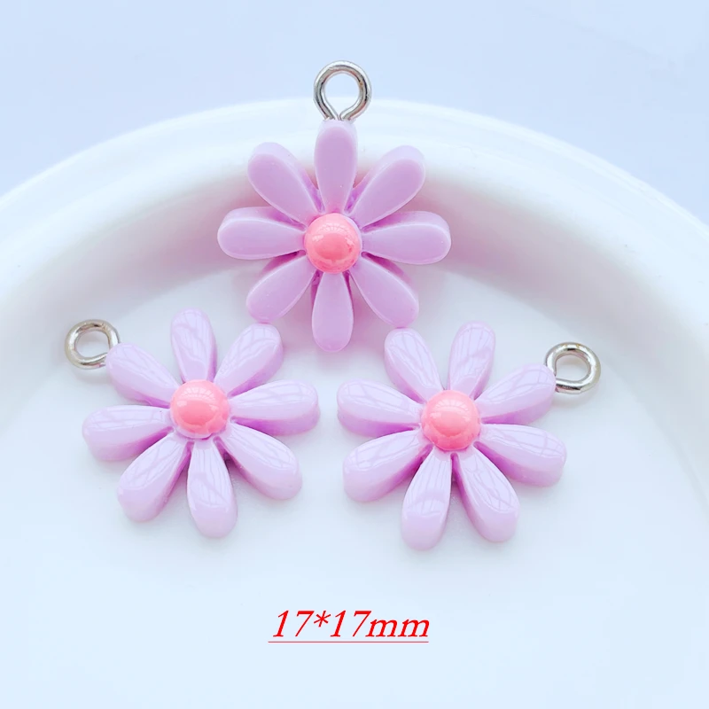 10 Resin Acrylic Cartoon Color Flower Series Pendant Key Chain Pendant Necklace Pendant For DIY Decoration Accessories 061 