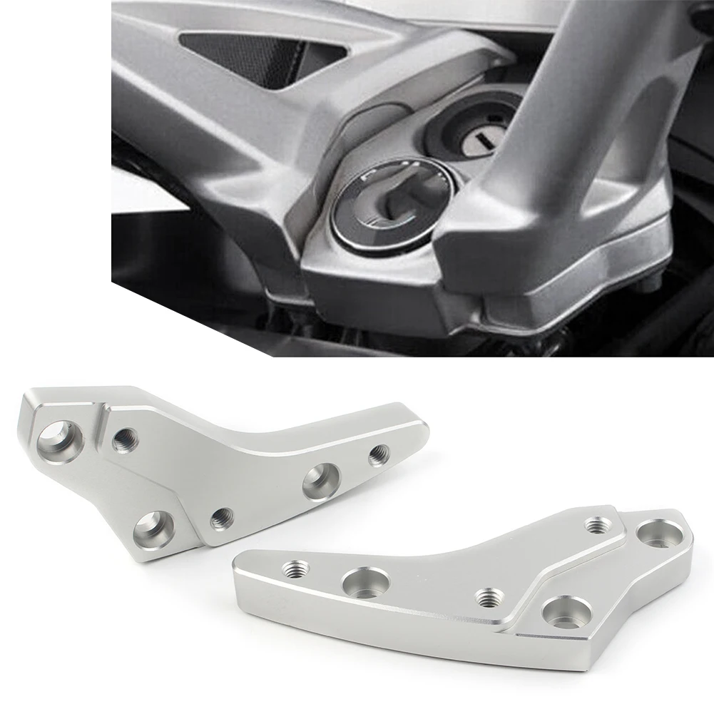 2Pcs Silver Motorcycle Handlebar Riser Mount Clamp Adapters Kits w